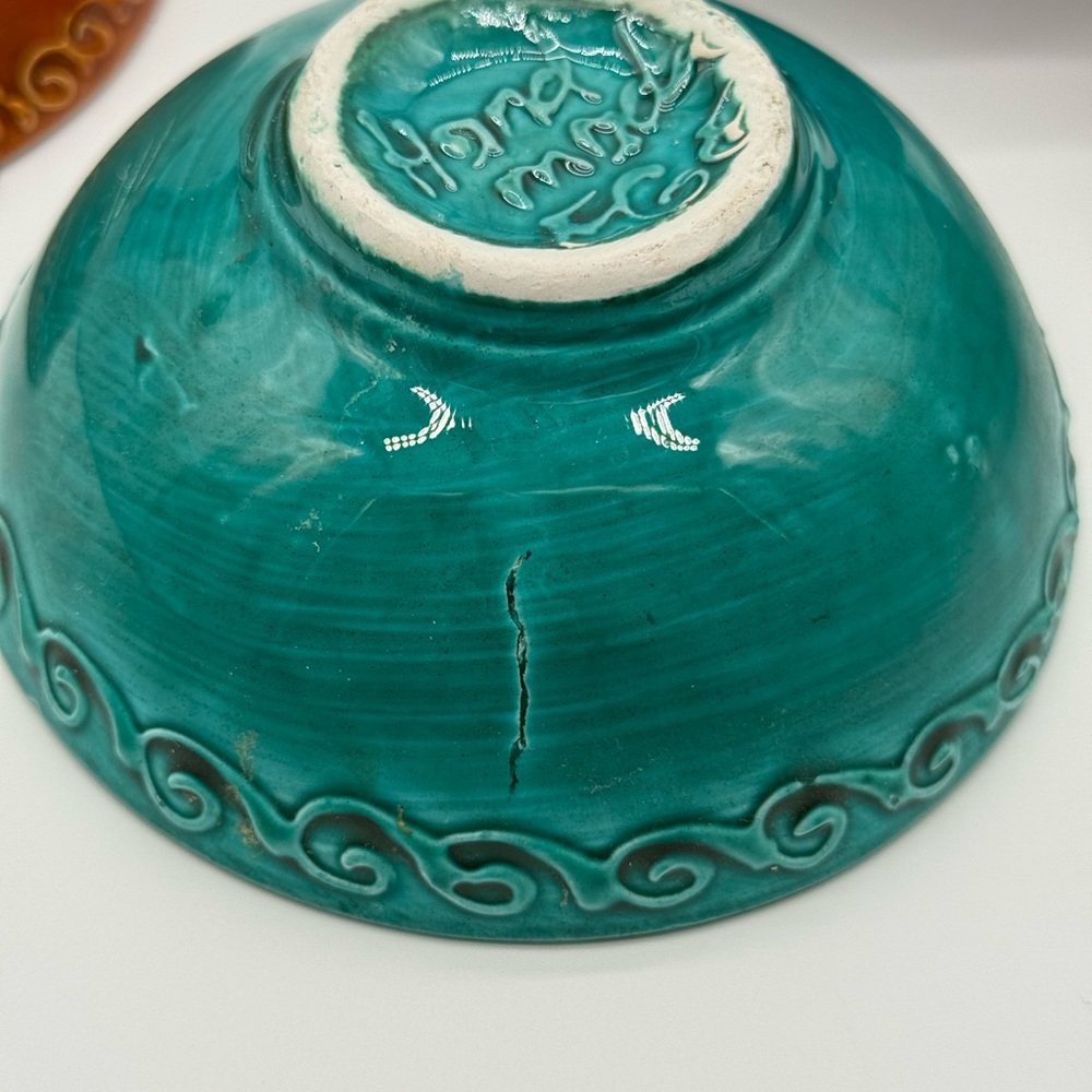 Boho Tapas Bowl Set 4 Handmade HG Art Pottery‎ Embossed Colorful 5in - Picture 4 of 11